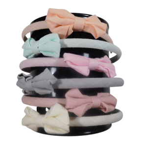 20412 Diadeem katoen met strik pasteltinten – 6 assortie