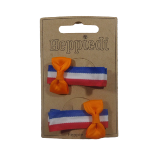 22625 Haarknijper groot koningsdag rd/w/bl met oranje strikje